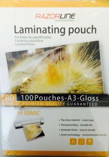 Image for RAZORLINE A3 HI 80 MICRON LAMINATING POUCHES PK/100 from SBA Office National - Darwin